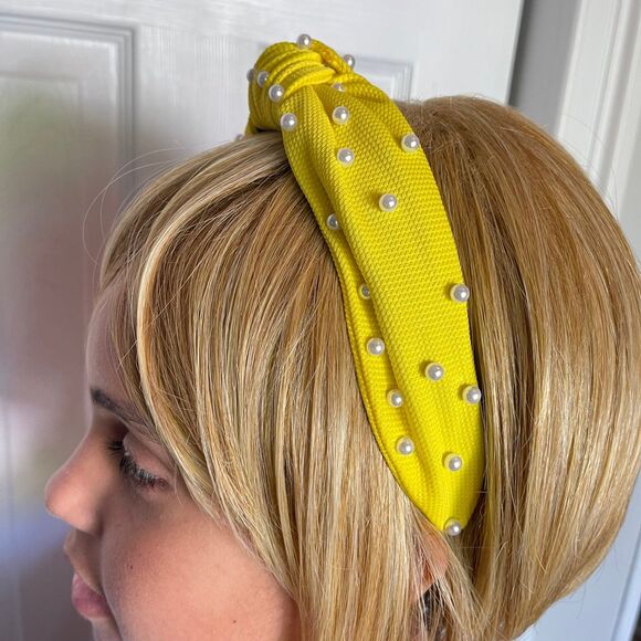 New Women Headband Hair Accessories Solid Pearls Center Knot - Picture 9 of 9